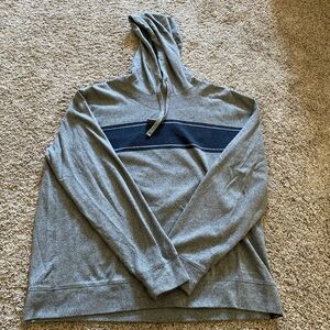 Faherty Gray and Navy Striped Men's Hoodie Sweater
